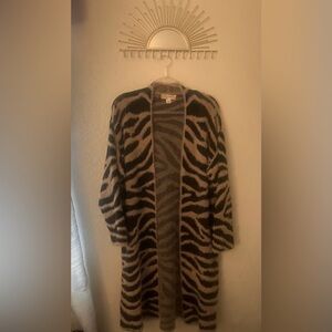 Band of Gypsies, Black and Brown fuzzy, long sweater/cardigan, size Medium